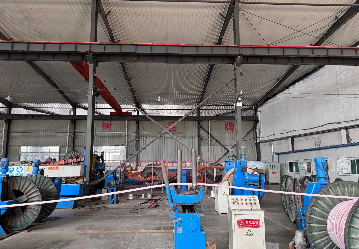 Packed cable drums prepared for shipment
