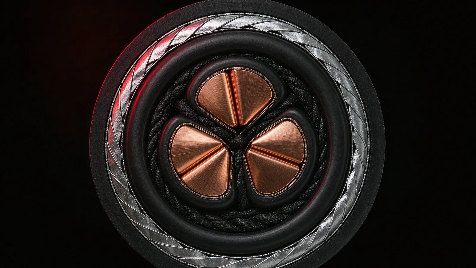 Three-core medium voltage XLPE cable cross-section with copper conductors