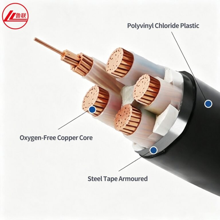Copper conductor XLPE insulated steel-tape armored YJV22 power cable