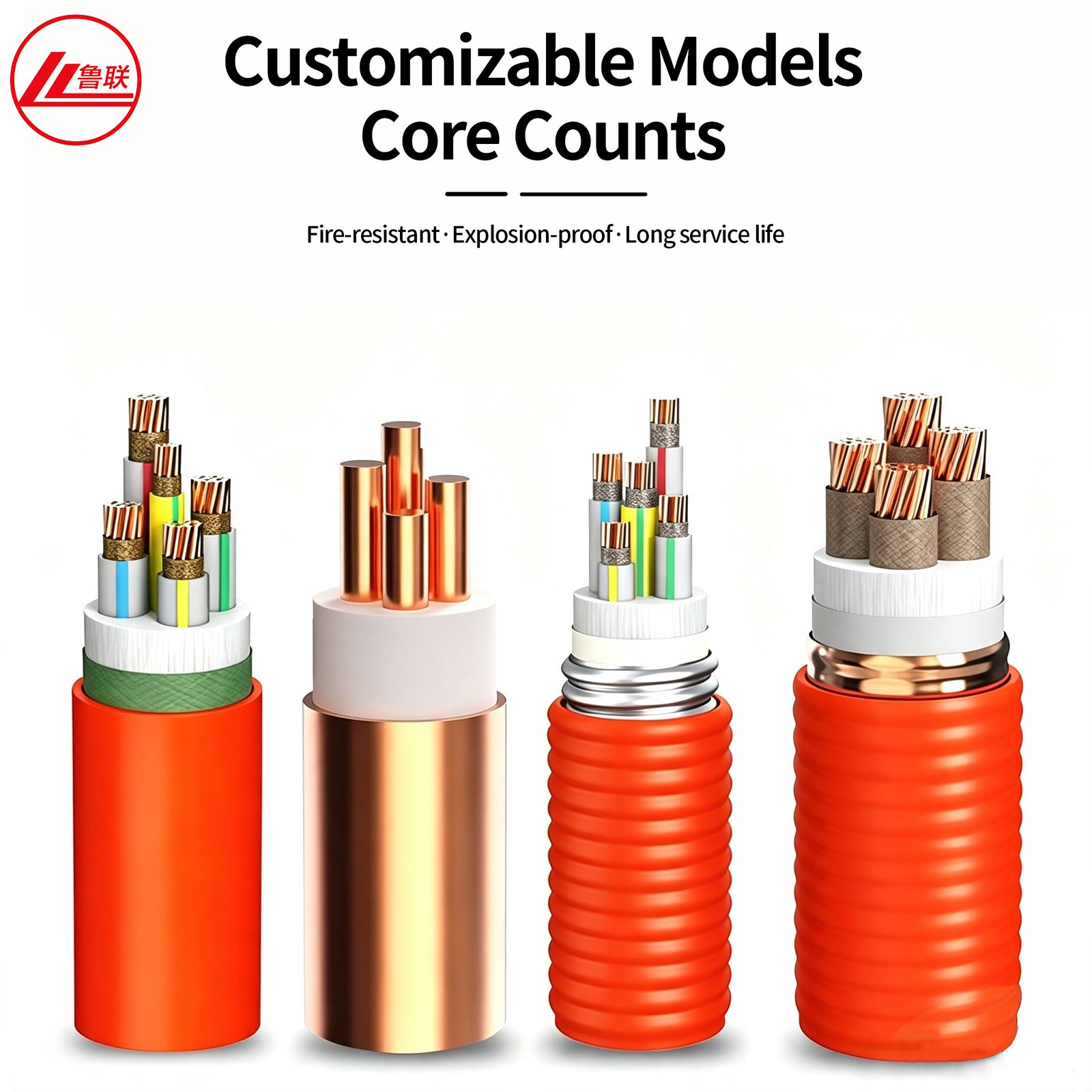 Comparison illustration of fire-resistant cable constructions